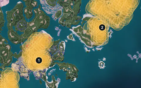 Melpaca spawn areas on Palpagos, Lv 5-9