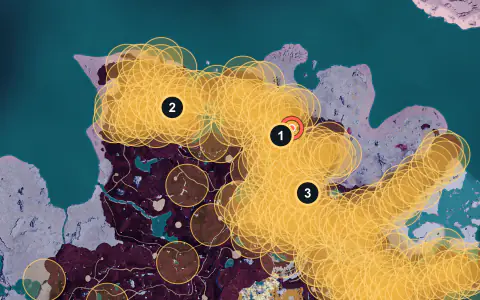 Nyafia spawn areas on Palpagos, Lv 50-58