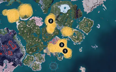 Caprity spawn areas on Palpagos, Lv 14-17