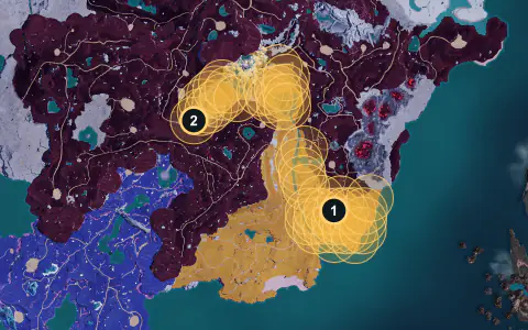 Caprity Noct spawn areas on Palpagos, Lv 52-54