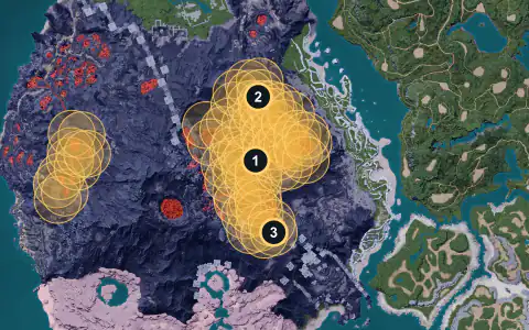 Pyrin spawn areas on Palpagos, Lv 30-35