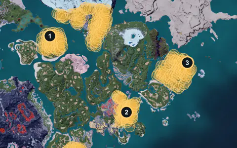 Pengullet spawn areas on Palpagos, Lv 2-4