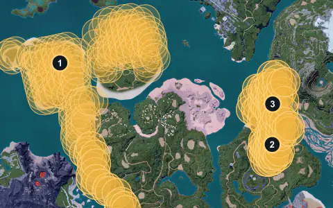 Ribbuny spawn areas on Palpagos, Lv 1-3
