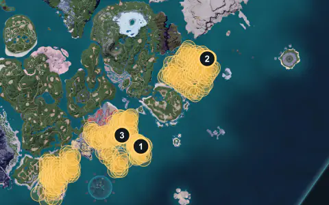 Lamball spawn areas on Palpagos, Lv 1-3