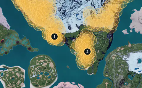Quivern spawn areas on Palpagos, Lv 40-48