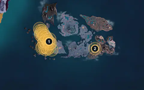 Dynamoff spawn areas on Palpagos, Lv 66-67