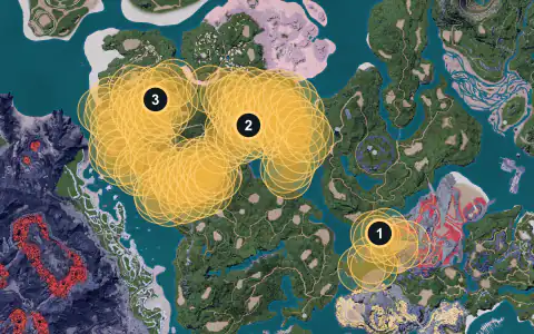 Hangyu spawn areas on Palpagos, Lv 9-10