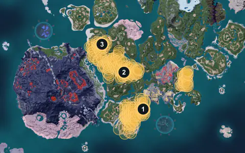 Hoocrates spawn areas on Palpagos, Lv 4-7