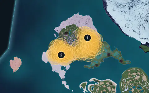Wumpo Botan spawn areas on Palpagos, Lv 53-55